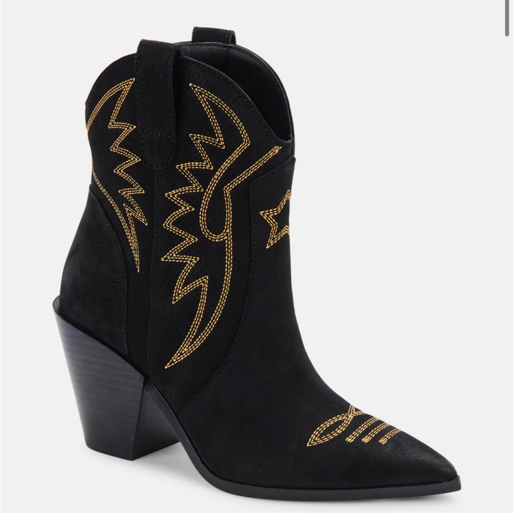 Dolce Vita Boots Ginni Black Nubuck Western Booties